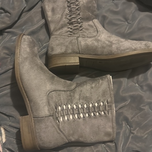 Womens Boots Dolce Mojo Jody Gray Suede Mid Block Heel Slip On Shoes size 7 - Picture 10 of 11